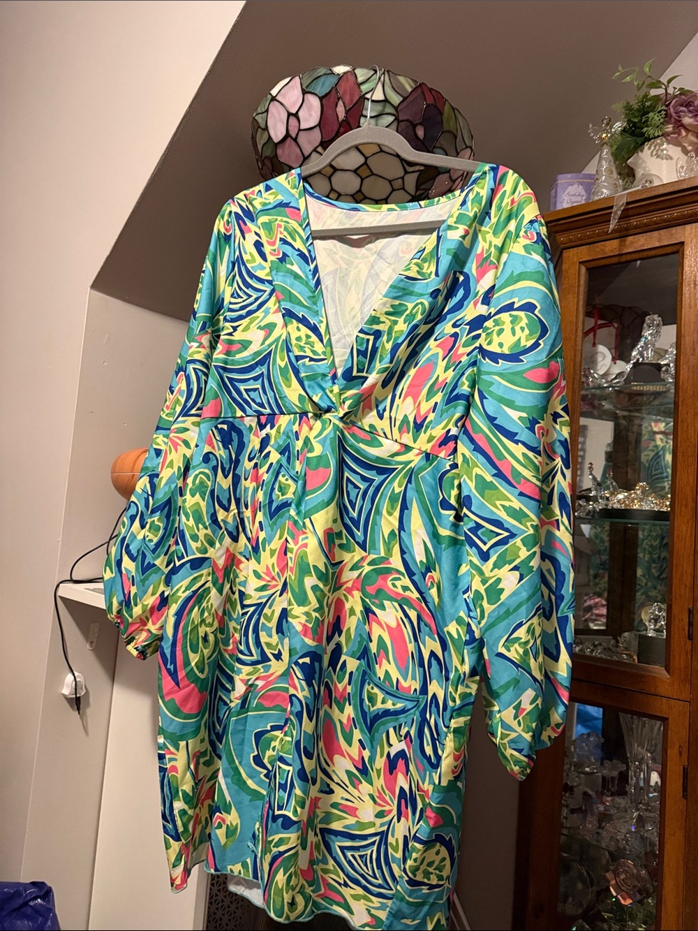 Vibrant Abstract Print V-Neck Tunic